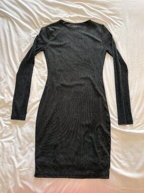 Black sparkly long sleeve mini dress